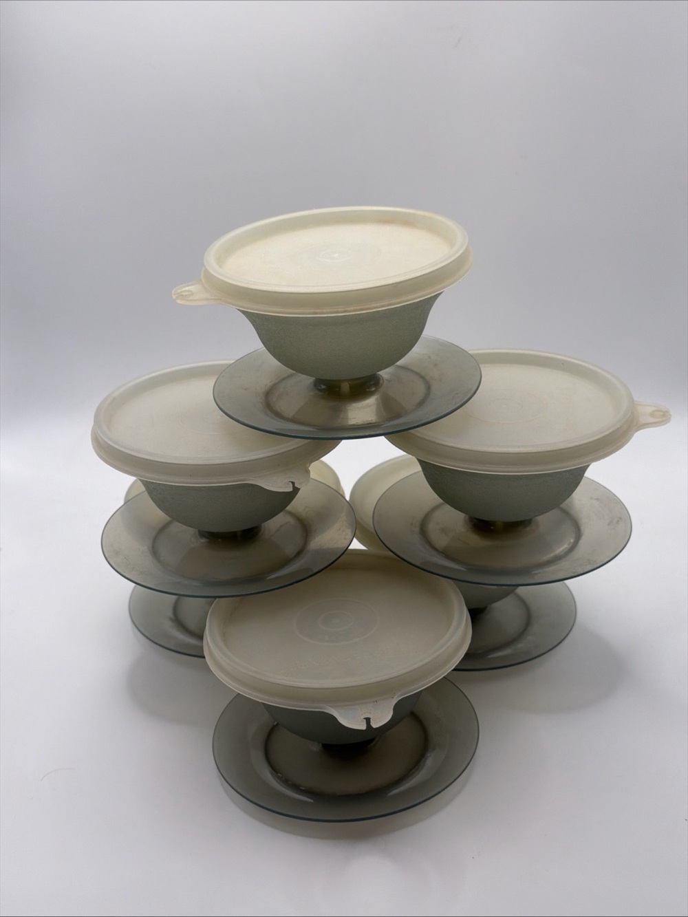 Set of 6 Vintage Tupperware Dessert Parfait Cups with Lids